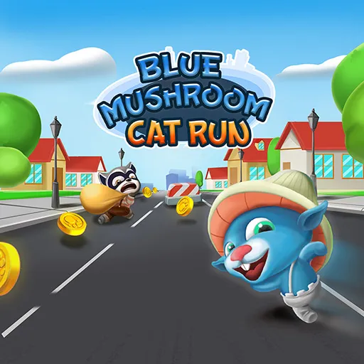 Course du chat aux champignons bleus