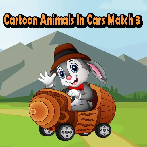 Animales de dibujos animados en coches Match 3