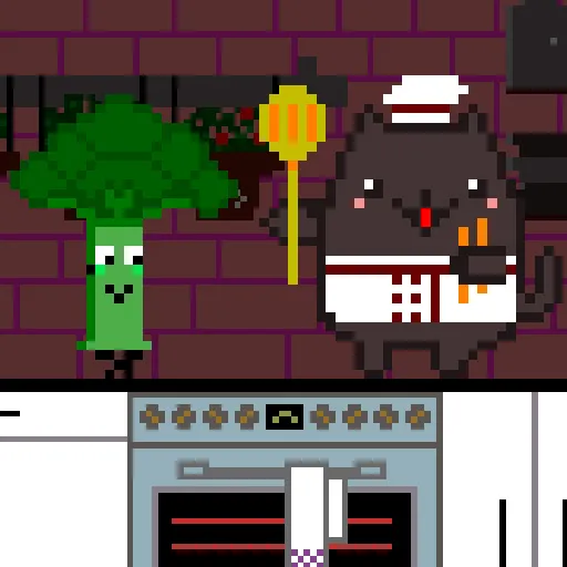 Chef de gato y brócoli