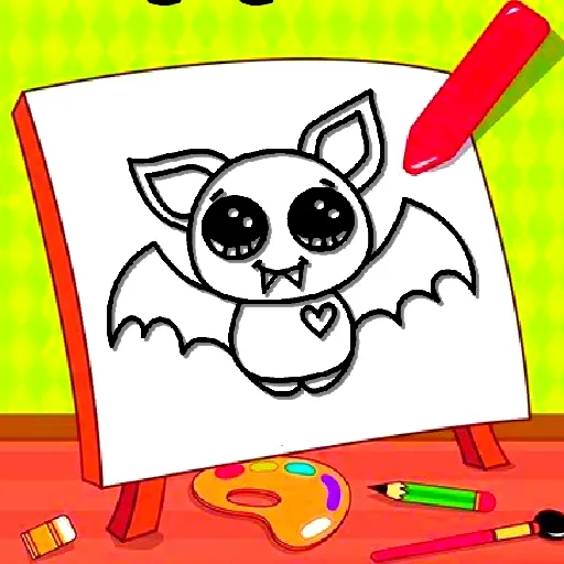 Einfarbiges Kindermalbuch Fledermaus