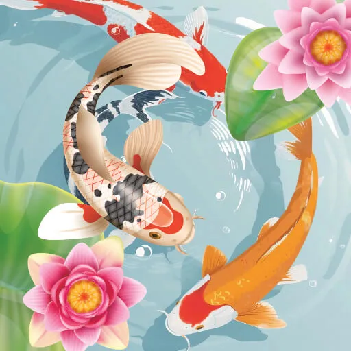 Koi-Fischteich - Idle-Merge-Spiel