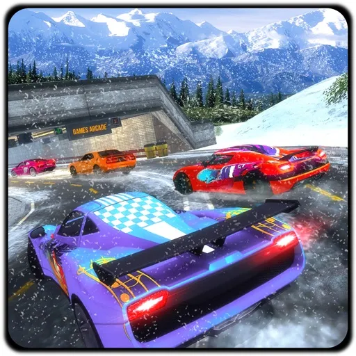 Simulateur de course de voitures sur piste de conduite sur la neige